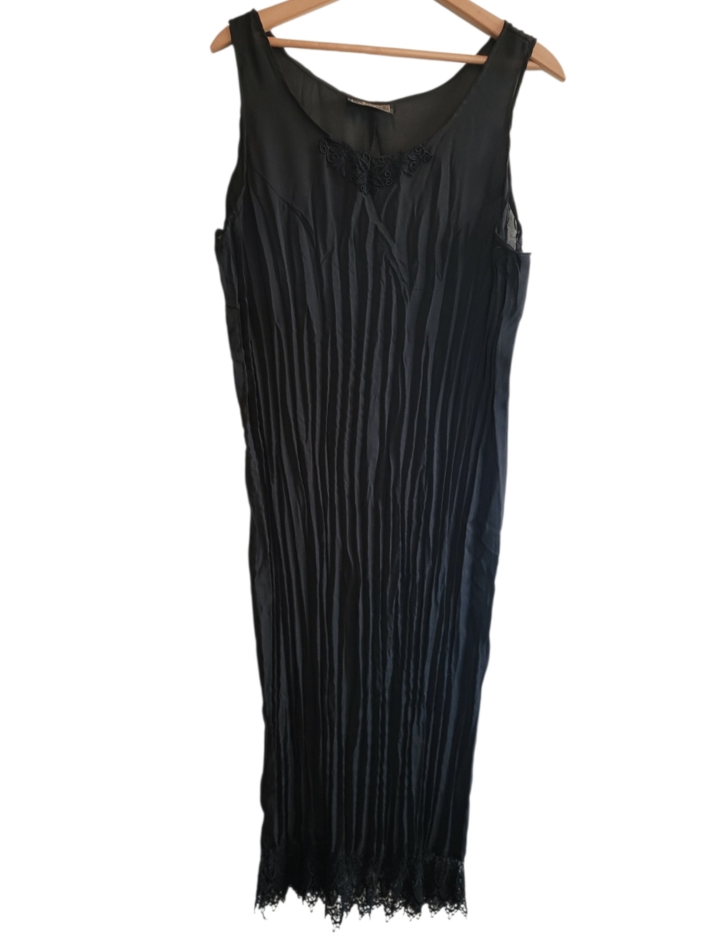 Vintage‎ 1990s B.Basement Black Sleeveless Micro Pleated Slip Dress  Size M